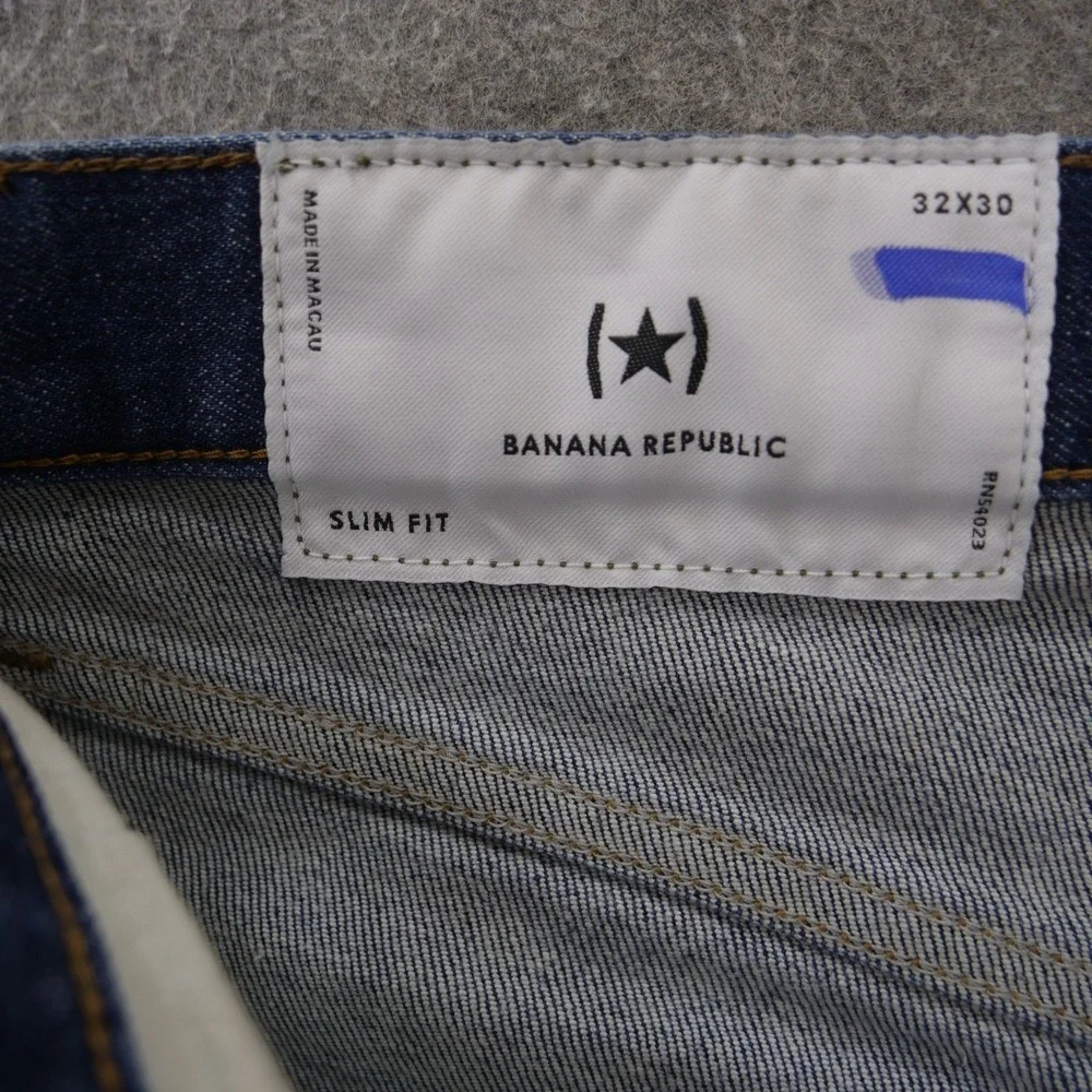 Banana Republic Jeans Mens 32 Blue Slim Straight Fit Mid Rise Zip Fly Denim